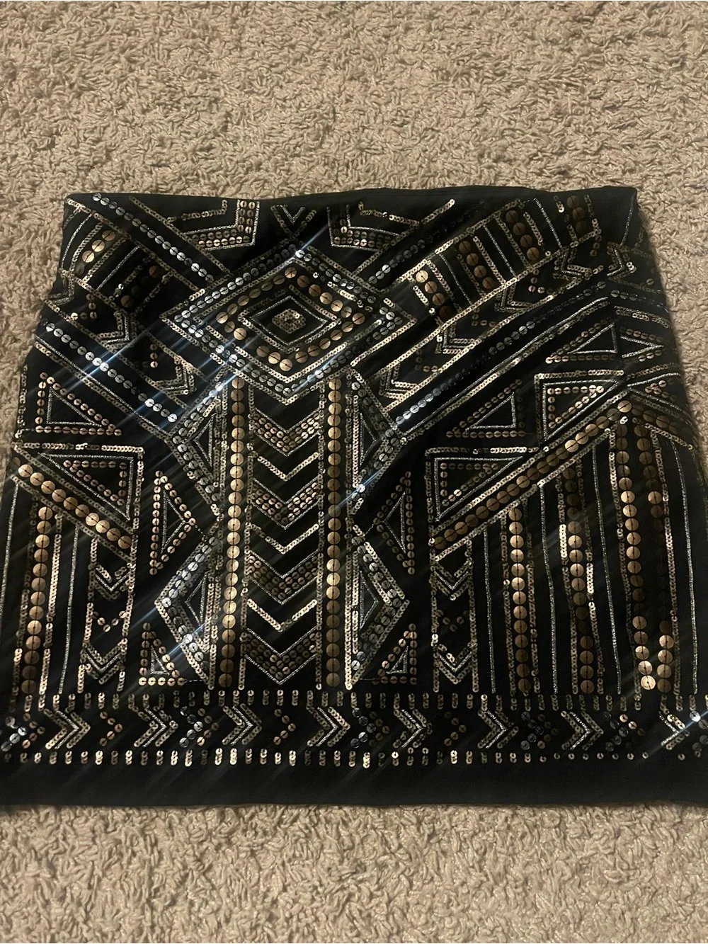 Express Black Sequin Embellished Mini Skirt